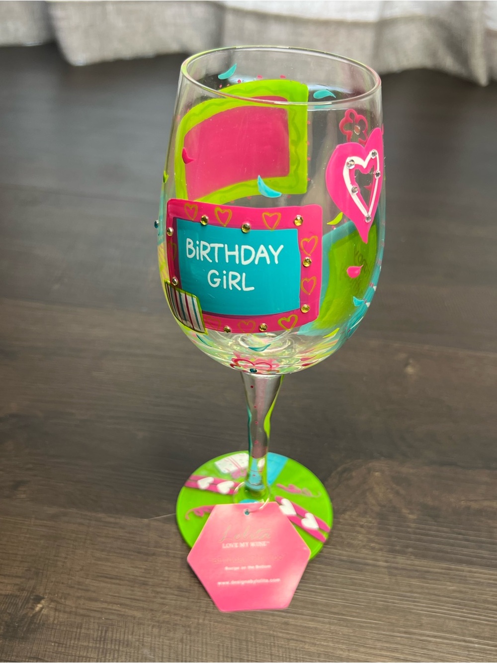 Brand New Lolita Love My Wine Birthday Girl Too Wine Glass